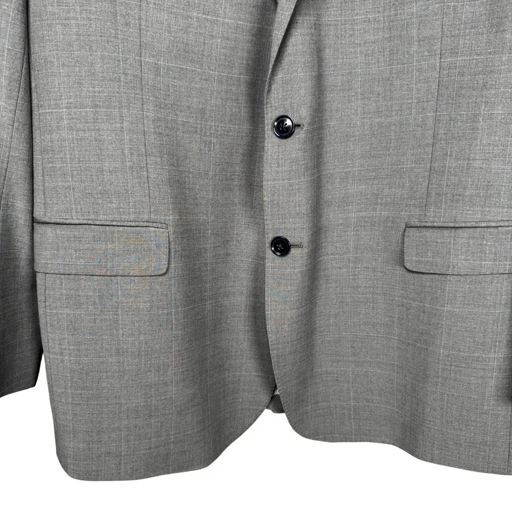 BROOKS‎ BROTHERS Gray Plaid Wool Blend Explorer Fitzgerald Blazer Jacket 44L